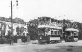 Trams at the Rising Sun, Walthamstow, London. c.1910.