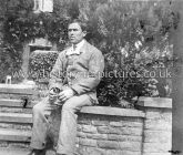Soldier outside, St John's Hospital, Weston Favell, Northamptonshire. c.1916.