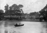 Chinese Pagoda and boating on the Lake, Victoria Park, Hackney, London. c.1890's.