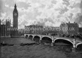 Wesminster Bridge and Clock Tower with Big Ben, London. c.1890's