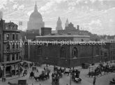 Newgate Prison with St. Paul's Cathedral looming, London. c.1890's