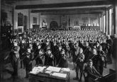 Morning Assembly at Kilburn Lane Higher Grade Board School, Kilburn, London. c.1890's