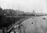 The Victoria Embankment & River Thames, From Waterloo Bridge, London. c.1890's.