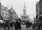 The Strand at St. Mary-Le-Strand Church, London. c.1890's.