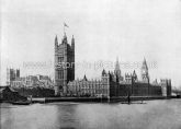 The Houses of Parliament, from the River Thames & Westminster Abbey, London. c.1890's