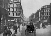 Queen Victoria Street, towards the Royal Exchange. London. c.1890's.