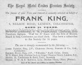 Vote for Frank King, Lexden, Essex.