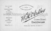 W H Arthur Crown Street, Dagenham. Business Card. c.1910's
