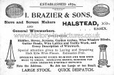 I Brazier & Sons Advertisment Halstead, Essex. c.1900's