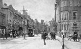 The High Street, Colchester, showing Trams, Started running July 28th 1904. Essex